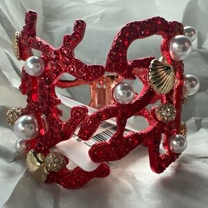 Betsey Johnson Mermaid Hinge Bangle Bracelet Shells